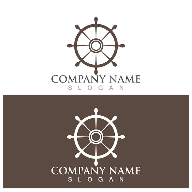 Steuerschiff-Logo und Vektorvorlage
