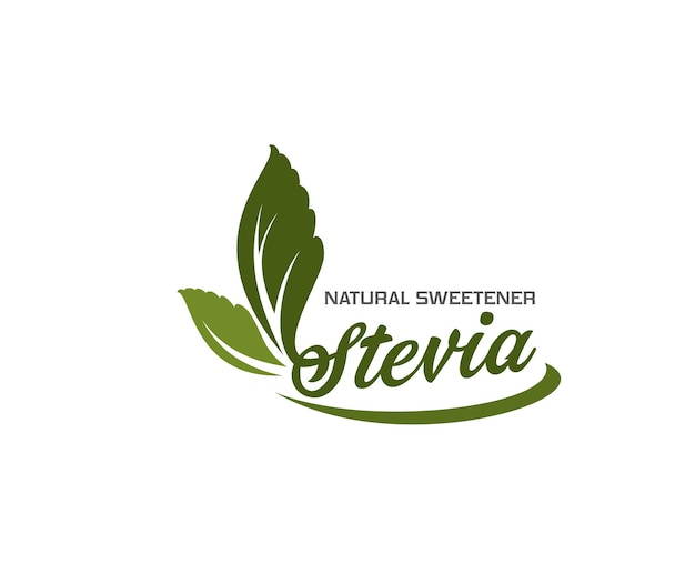 Stevia hinterlässt Symbol oder Etikett für natürlichen Süßstoff