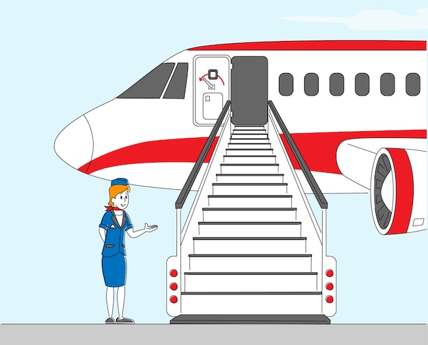 Vektor stewardess-charakter des airline-personals
