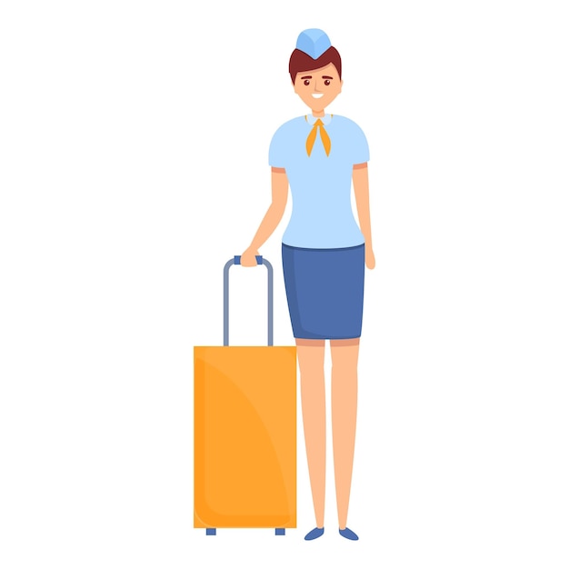 Stewardess-reisetaschen-symbol cartoon des stewardess-reisetaschen-vektorsymbols für webdesign isoliert auf weißem hintergrund