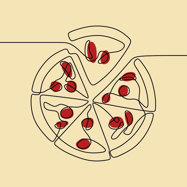 Ästhetische Pizza Oneline kontinuierliche Single Line Art editierbar handgezeichnet