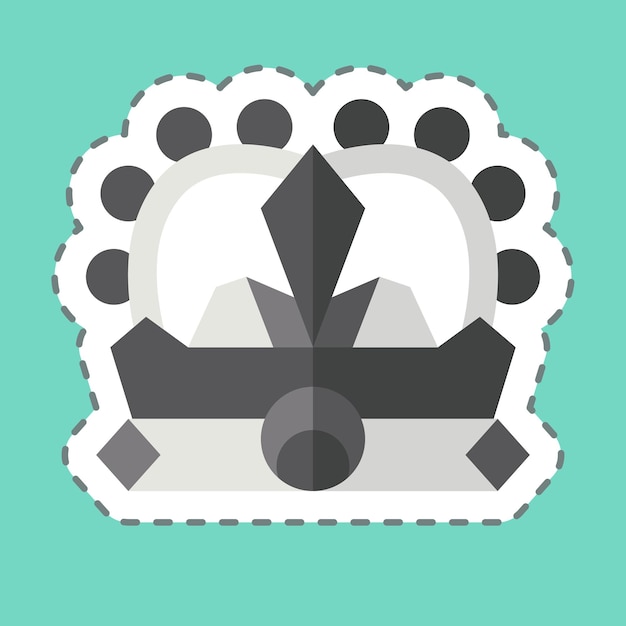 Sticker-Linie-Schnitt Krone im Zusammenhang mit mittelalterlichem Symbol einfaches Design bearbeitbar