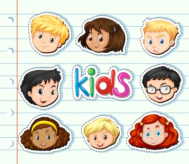 Sticker Set mit Kindergesichtern