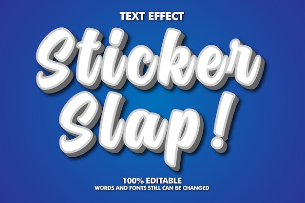 Sticker slap moderne fette 3d-typographie zeichentrickfilm bearbeitbare texteffekt