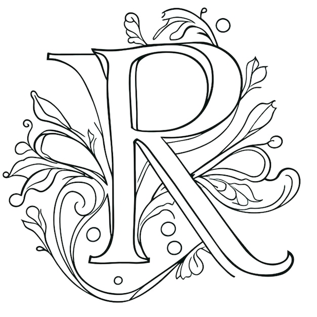 Stickmuster Vintage Buchstaben R Stile Muster Vektor Illustration Linienkunst