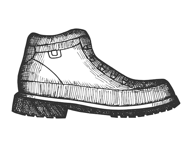 Vektor stiefel auf einer hohen basis der skizzenvektorzeichnungsillustration