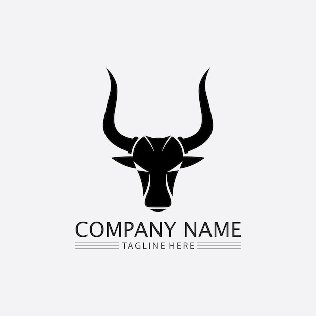 Stier- und büffelkopf-kuh-tiermaskottchen-logo-designvektor für sporthorn-büffeltier-säugetierkopf-logo wilder matador