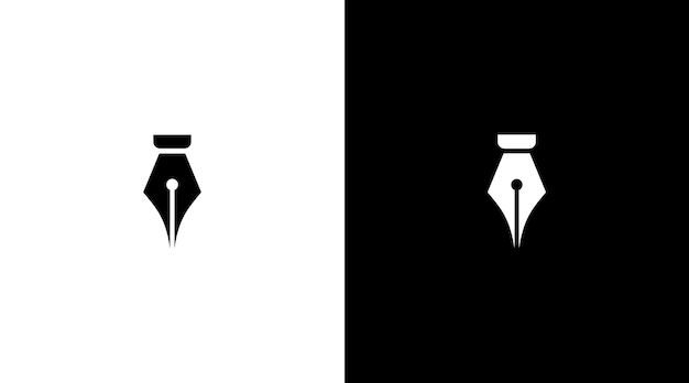 Stift-logo-vektor-schwarz-weiß-symbol stil design-vorlage