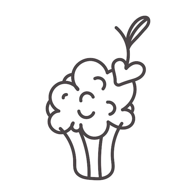 Stiker cupcake mit herz zum valentinstag.