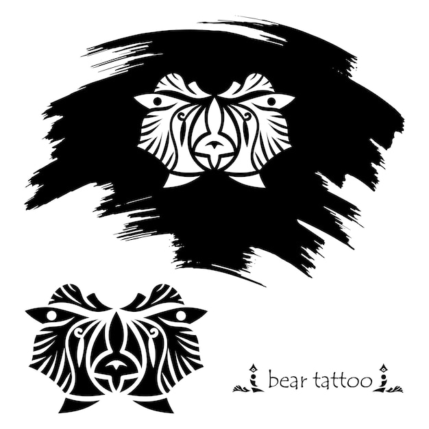 Stilisierte dekorative bärenmaske tattoo-silhouette