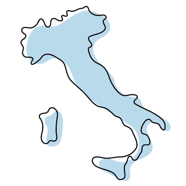 Stilisierte einfache übersichtskarte von italien-symbol. blaue kartenskizze von italien-vektorillustration