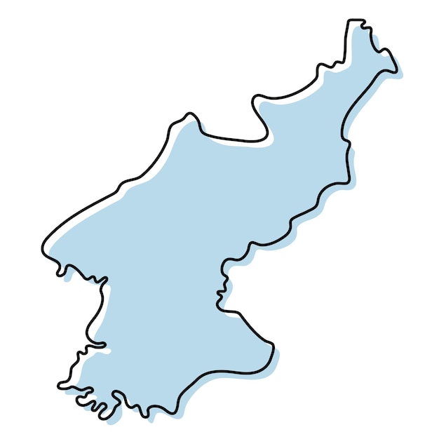 Stilisierte einfache übersichtskarte von nordkorea-symbol. blaue kartenskizze von nordkorea-vektorillustration