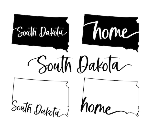 Stilisierte karte des us-bundesstaates south dakota, vektorgrafik