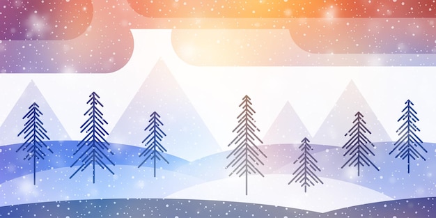 Stilisierte winterlandschaft cartoon naturberge mit wald