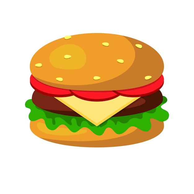 Vektor stilisierter hamburger oder cheeseburger fast-food-food-vektor-illustration isoliert auf transparentem hintergrund