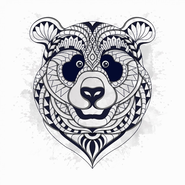 Stilisierter Schwarzweiss-Panda im ethnischen stylevector