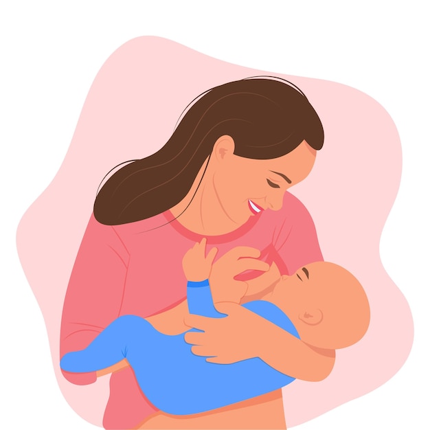 Stillen Die Mutter stillt das Kind Vektorillustration