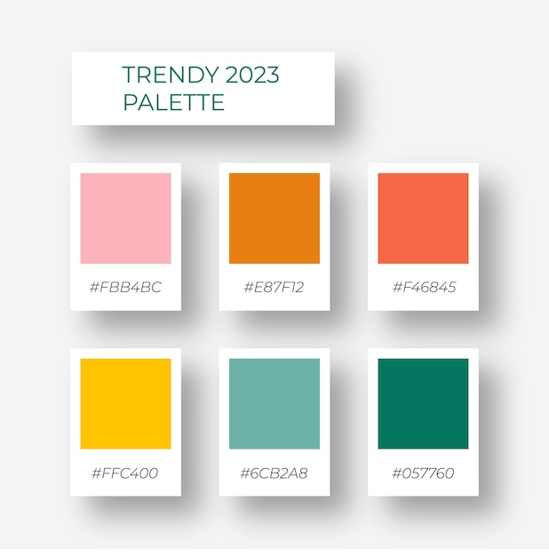 Stilvolle farbtonkollektion moderne palettenvorlage für design trendige skandinavische farben 2023