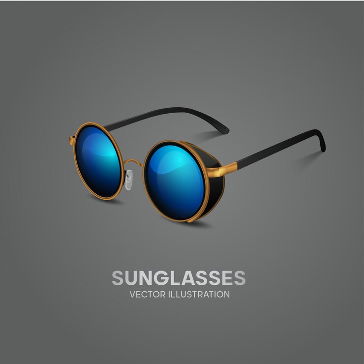 Vektor stilvolle sonnenbrille vektor-illustration, blaues glas, goldener rahmen