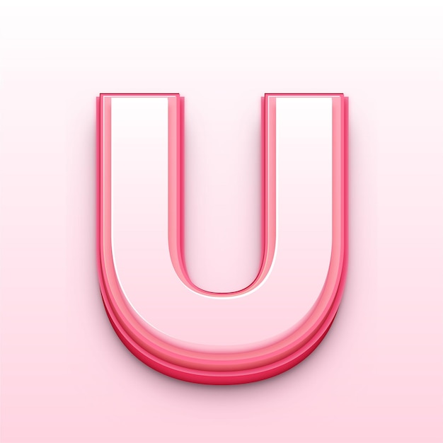 Stilvolles 3D-Pink-Buchstaben-U-Symbol