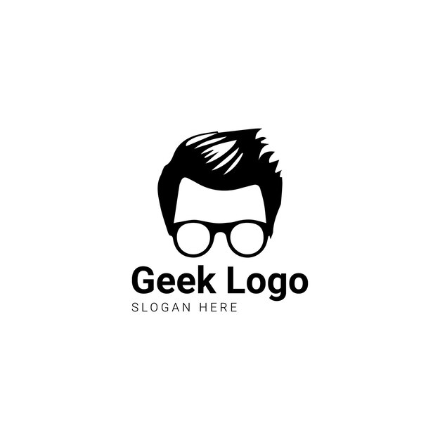Stilvolles Geek-Logo mit Haaren und Brille