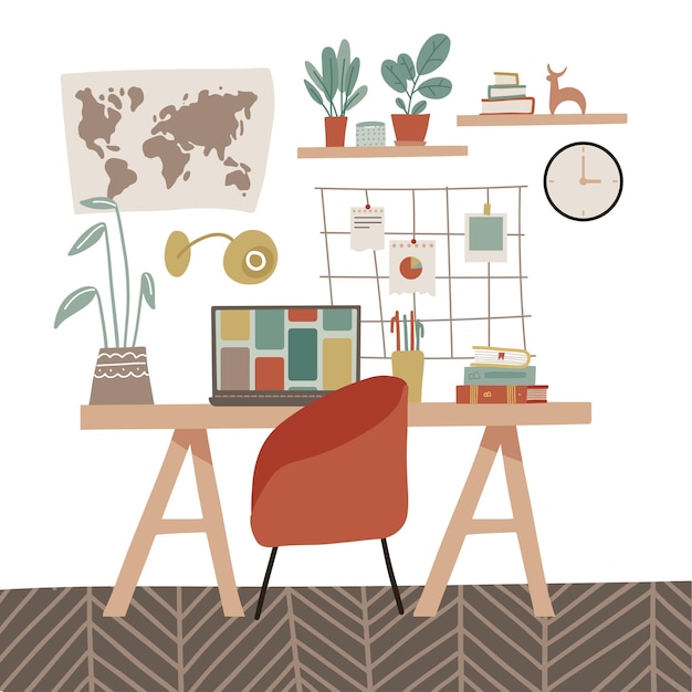 Stilvolles, modernes, bequemes Schrankinterieur, eingerichtet mit Wohnaccessoires