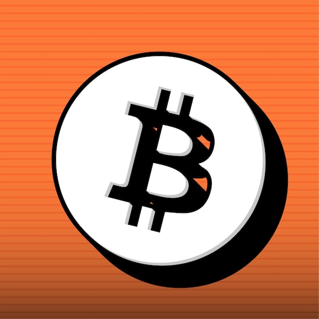 Stilvolles schwarz-weißes Bitcoin- oder Kryptowährungs-Symbol mit anpassbarem orangefarbenem Hintergrund