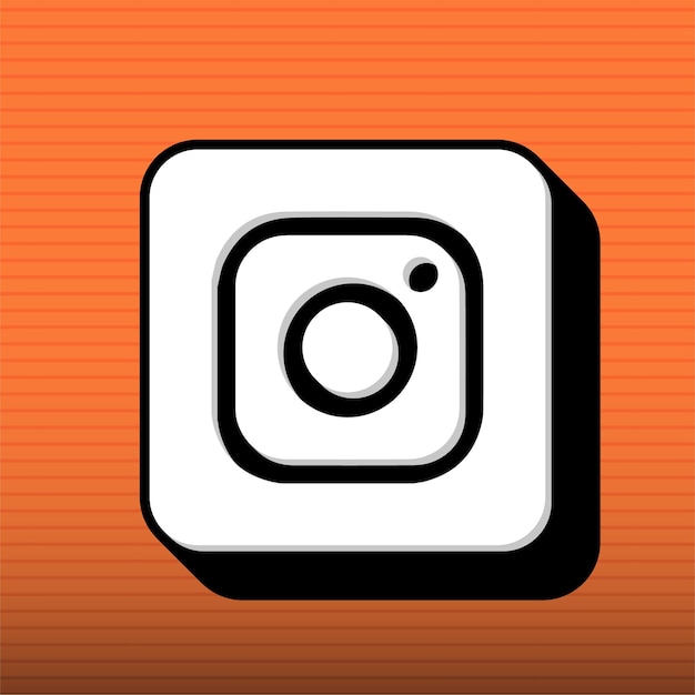 Stilvolles schwarz-weißes Instagram-Symbol mit anpassbarem orangefarbenem Hintergrund