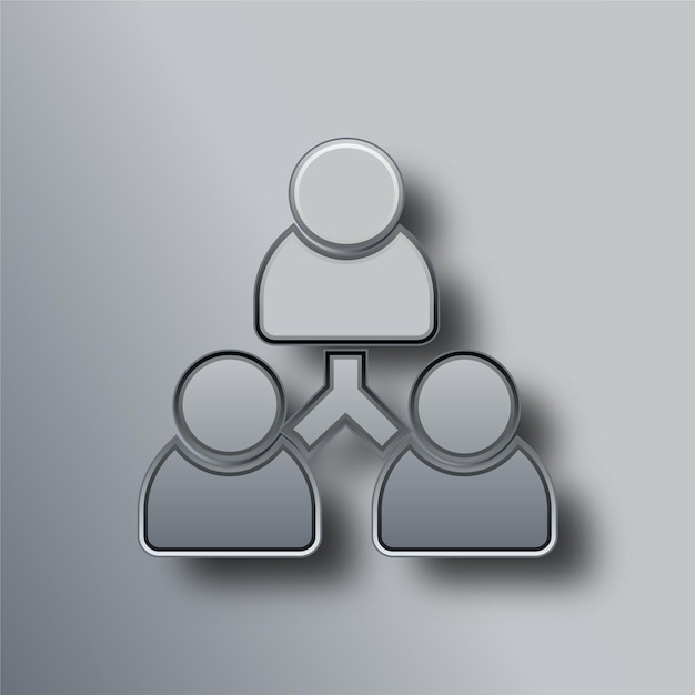 Stilvolles Silber-Metall-Personen-Verbindungssymbol mit grauem Hintergrund