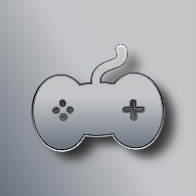 Stilvolles Silber-Metall-Spielpad-Symbol mit grauem Hintergrund