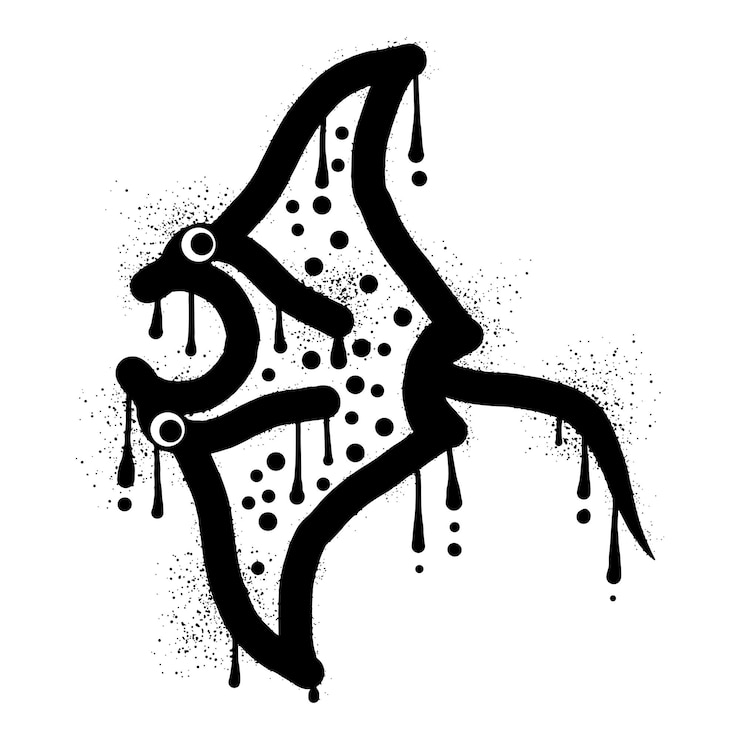 Vektor stingray-graffiti mit schwarzer sprayfarbe