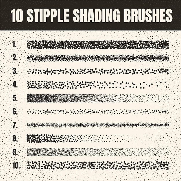 Stipple Scatter Pinsel Tinte Zeichnung und Textur Fading Gradient Stippling Dotwork Zeichnung Schatten