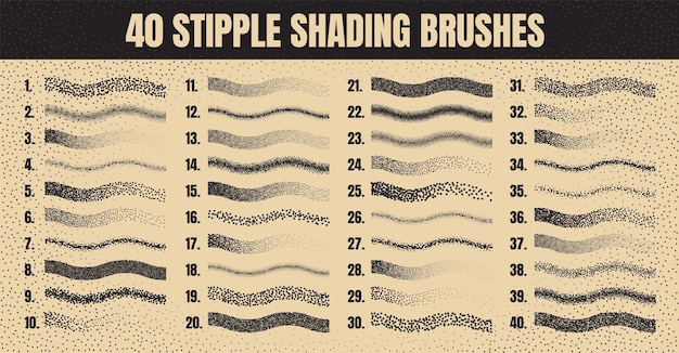 Stipple Scatter Pinsel Tinte Zeichnung und Textur Fading Gradient Stippling Dotwork Zeichnung Schatten