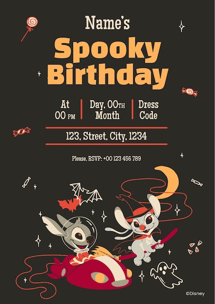 Stitch Halloween-Geburtstagseinladung
