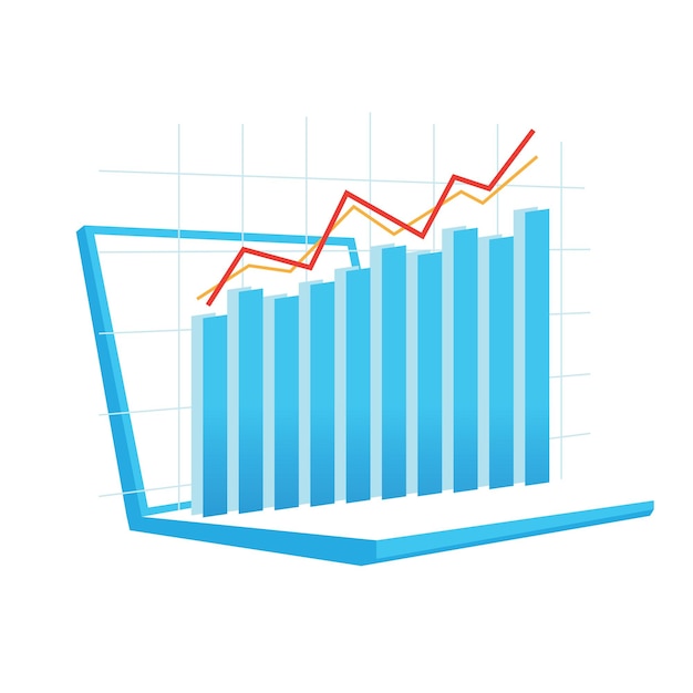 Stock growth chart illustration flaches design