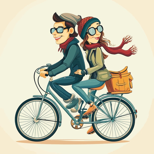 Stock_illustration_cute_cartoon_couple_ride_bike