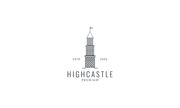 Stone high castle tower logo vektor icon illustration design