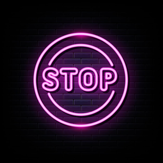 Stop neon signs vector design template neon style