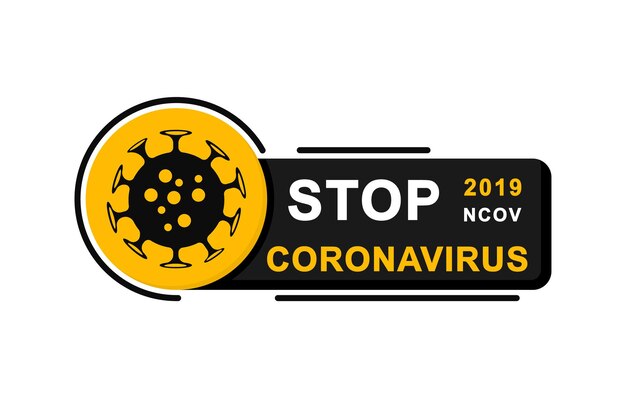 Vektor stoppen sie coronavirus coronavirus-symbol mit gelbem schild 2019ncov neuartige coronavirus-bakterien