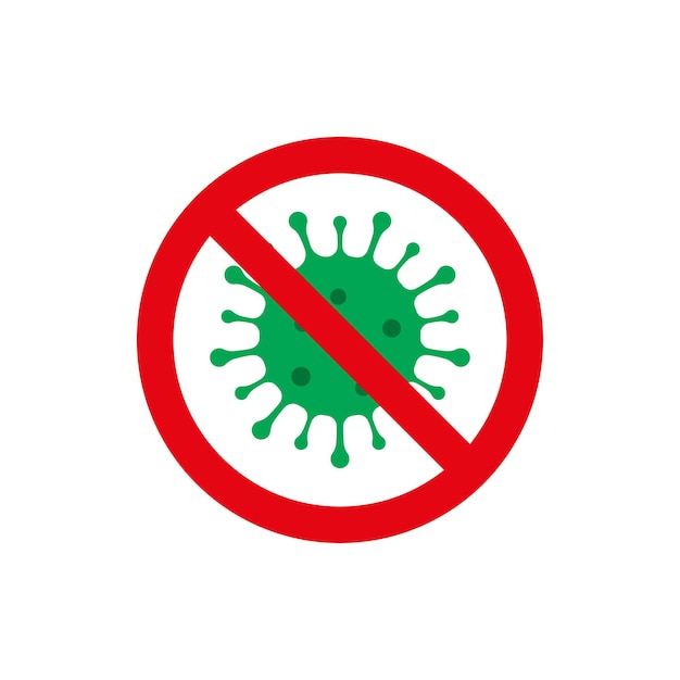 Stoppen sie das coronavirus-symbol isoliert auf weißem hintergrund