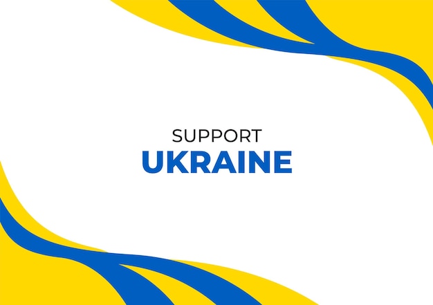 Stoppen Sie den Krieg in der Ukraine und unterstützen Sie den ukrainischen Text mit dekorativem Design der Landesflagge