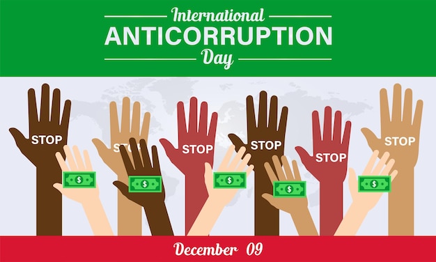 Vektor stoppen sie die korruption icon international anti-corruption day verbotsschild