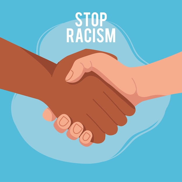 Stoppen sie rassismus, mit zwei verbundenen händen, schwarze lebensmateriekonzeptillustrationsentwurf