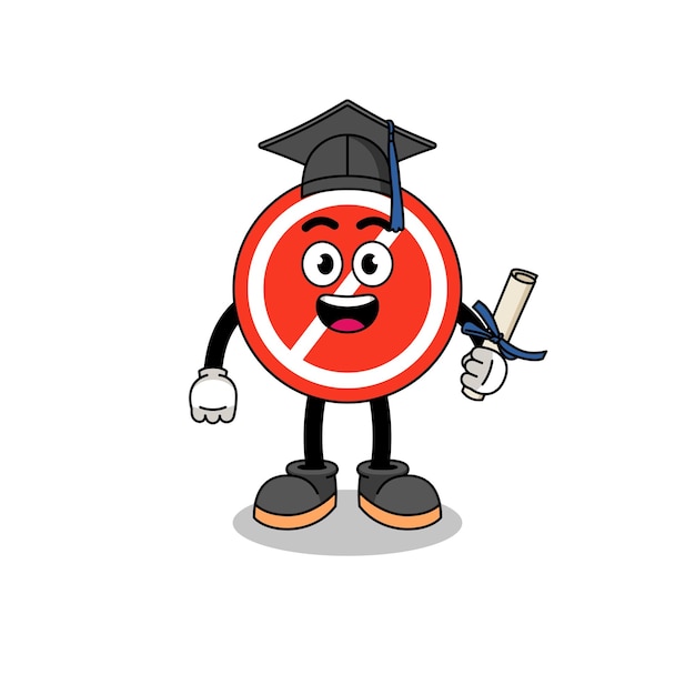 Vektor stoppschild-maskottchen mit graduierungs-pose-charakter-design