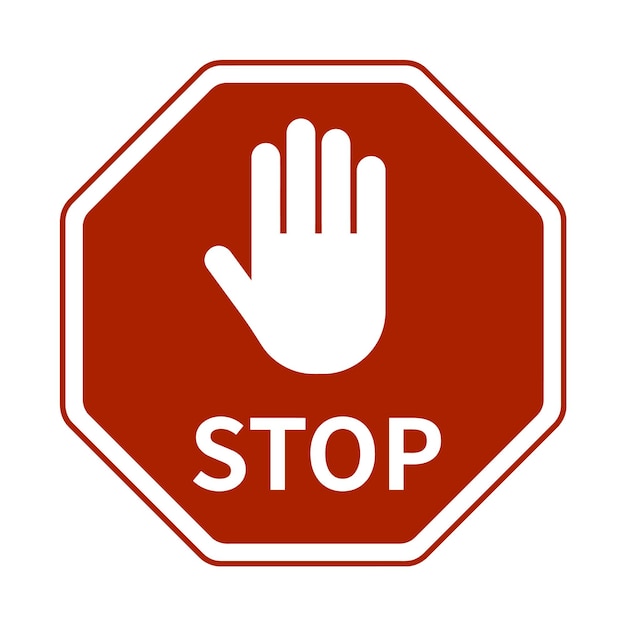 Stoppschild mit Hand-Symbol für Sicherheitsbewusstsein und Verkehrskontroll-Regulierungssymbol