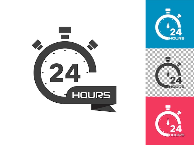 Vektor stoppuhr-symbol 24-stunden-service täglich 24 stunden mit pfeilschleifensymbol im vektorformat