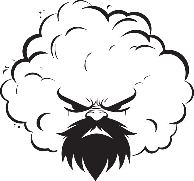 Vektor stormy vortex angry black cartoon cloud riled nimbus angry cloud icon design (stürmischer wirbel und schwarze zeichentrickwolke)