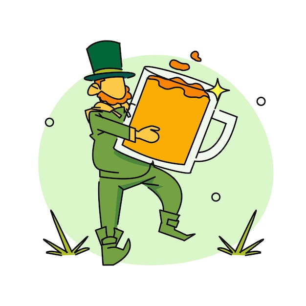 Stpatrick's day leprechaun mit einem topf voller goldmünzen traditioneller nationaler charakter der irischen folklore element des satzes von leprechauns 04 festliche sammlung isoliert auf weißem hintergrund