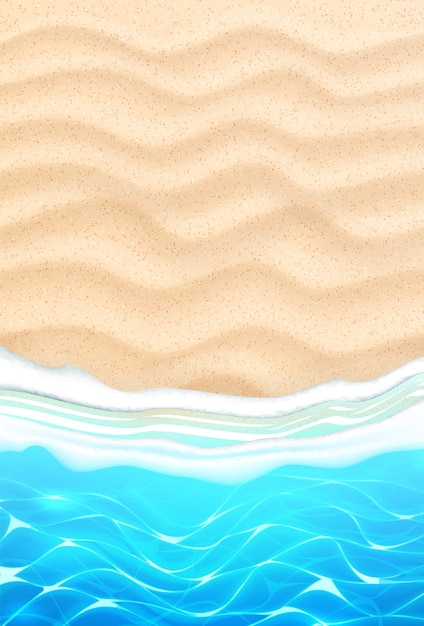 Strand am Strand mit azurblauen Wellen an der Sandküste. Seashore Sommerferienhintergrund für Reisen und Urlaub