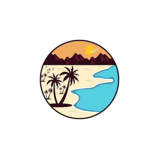 Strand- und insellogodesign vektordesign von runden strandsymbolen